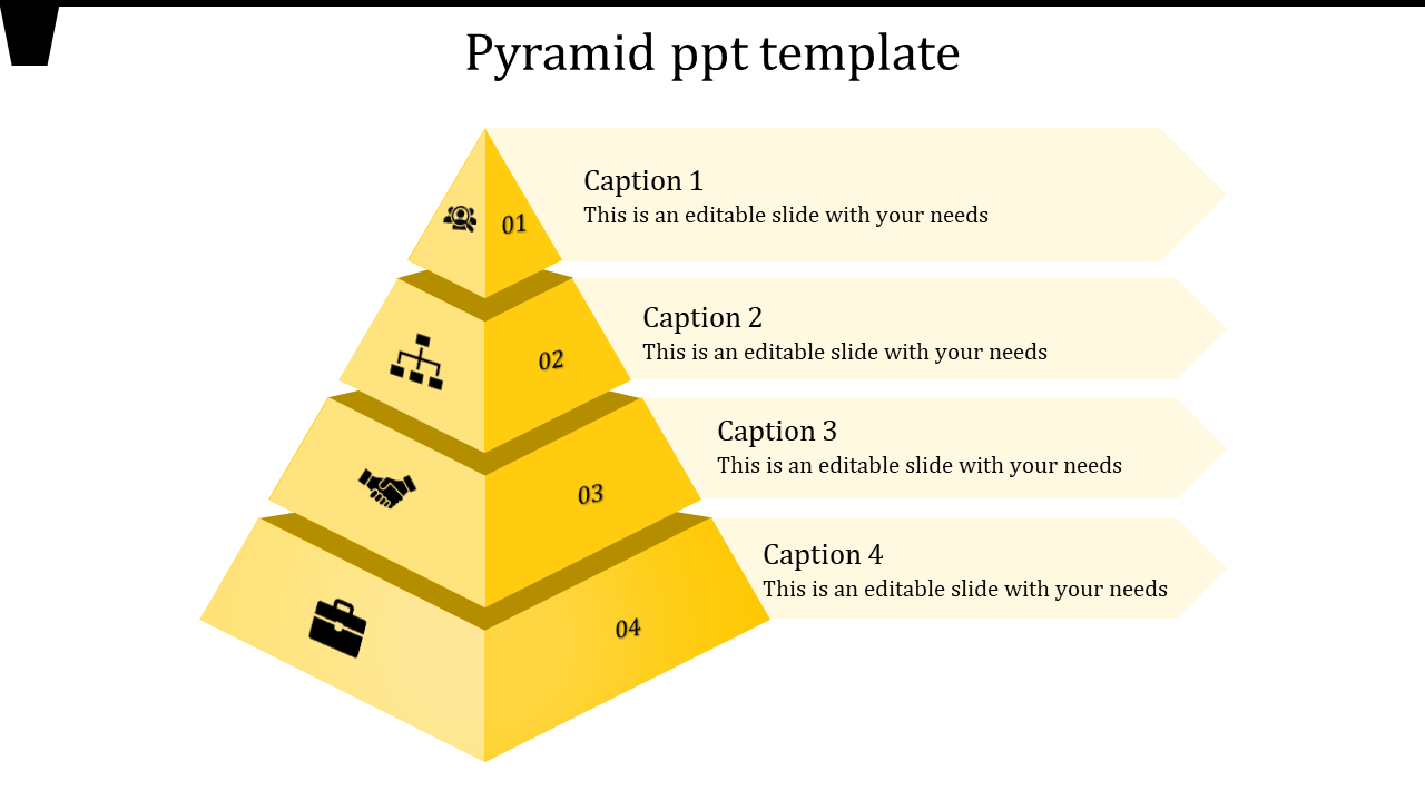 Stunning Pyramid PPT Template With Yellow Color Slide